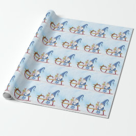 Papel De Regalo Gnome para Navidades Decorados Sleigh