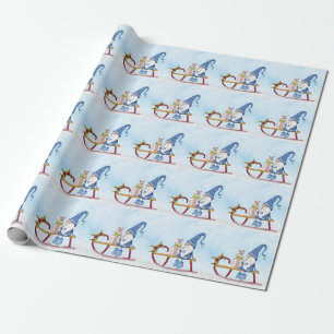 Papel De Regalo Gnome para Navidades Decorados Sleigh