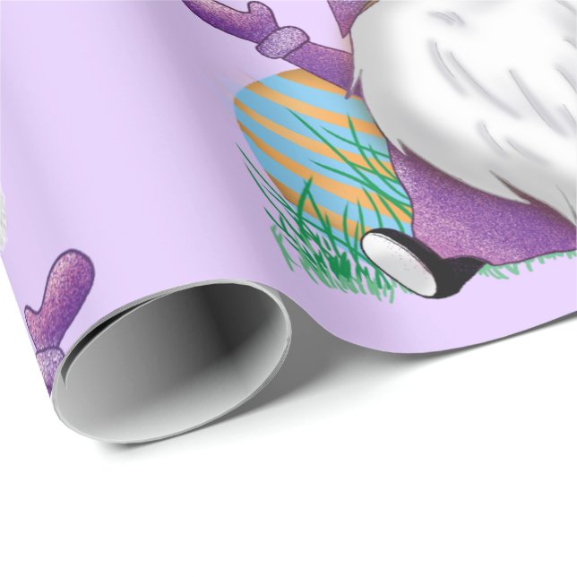 Papel De Regalo Gnome púrpura de Pascua (Esquina del rollo)