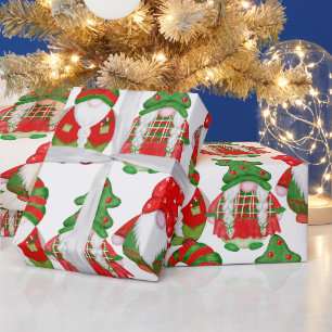 Papel De Regalo Gnomes de Navidades de acuarela cuta