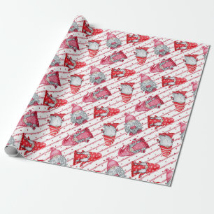 Papel De Regalo Gnomes En Rojo Navidades