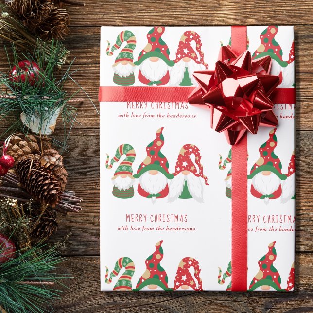 Papel De Regalo Gnomes Merry Christmas Personalizado (Subido por el creador)
