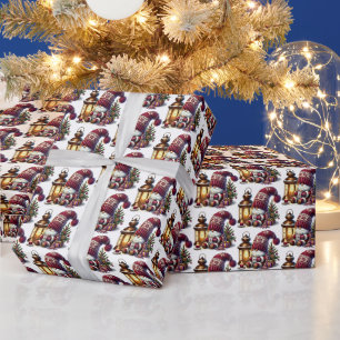 Papel De Regalo Gnomo de cacao de Navidad con baldosas festivas