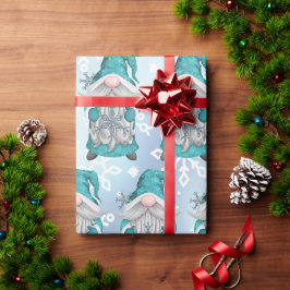 Papel De Regalo Gnomo de copo de nieve azul