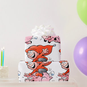 Papel De Regalo Gnomo de dibujos animados divertidos montando un c