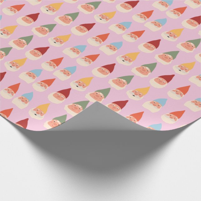 Papel De Regalo Gnomo de Jardín Fondo Rosa (Esquina)