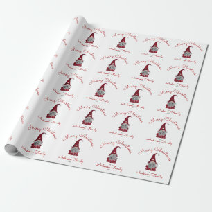 Papel De Regalo Gnomo Navideño Encantador Rústico Personalizado