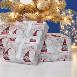 Papel De Regalo Gnomo Navideño Feliz Personalizado Rústico Lindo
