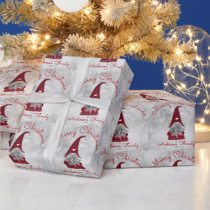 Papel De Regalo Gnomo Navideño Feliz Personalizado Rústico Lindo