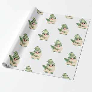 Papel De Regalo Gnomo Pino Feliz Navidad