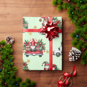 Papel De Regalo Gnomos caprichosos, camiones y estrellas de pan de