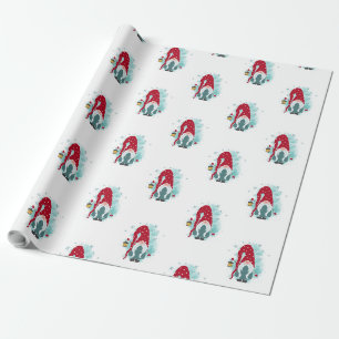Papel De Regalo Gnomos Copos de Nieve Feliz Navidad