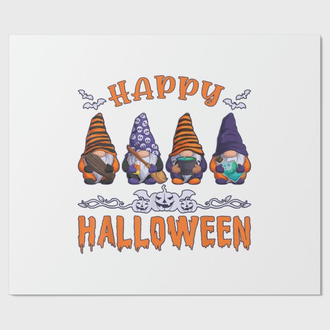 Papel De Regalo Gnomos de Halloween (Superficie plana)