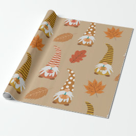 Papel De Regalo Gnomos del Día de Acción de Gracias con hojas de o