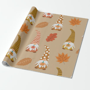 Papel De Regalo Gnomos del Día de Acción de Gracias con hojas de o