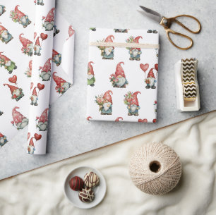 Papel De Regalo Gnomos del Día de San Valentín en Blanco