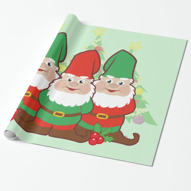 Papel De Regalo Gnomos del navidad (Desenrollado)