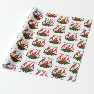 Papel De Regalo Gnomos divertidos de Navidad trendy y adorables pa