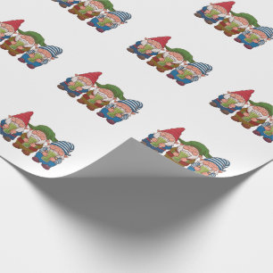 Papel De Regalo Gnomos Divertidos Sosteniendo una Bebida de Matcha