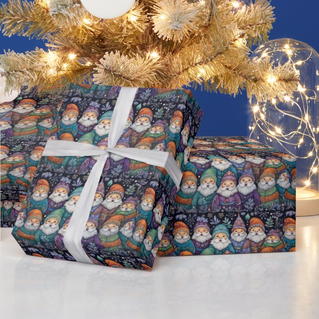 Papel De Regalo Gnomos lindos de Santa (Vacaciones)