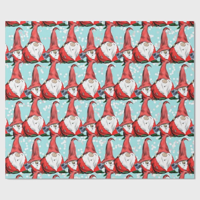 Papel De Regalo Gnomos Navideños Alegres (Superficie plana)
