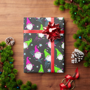 Papel De Regalo Gnomos Retro Neon de Patinaje sobre Hielo de los 8