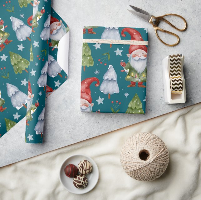Papel de Regalo Gnomos Verde Acuarela (Artesanía)