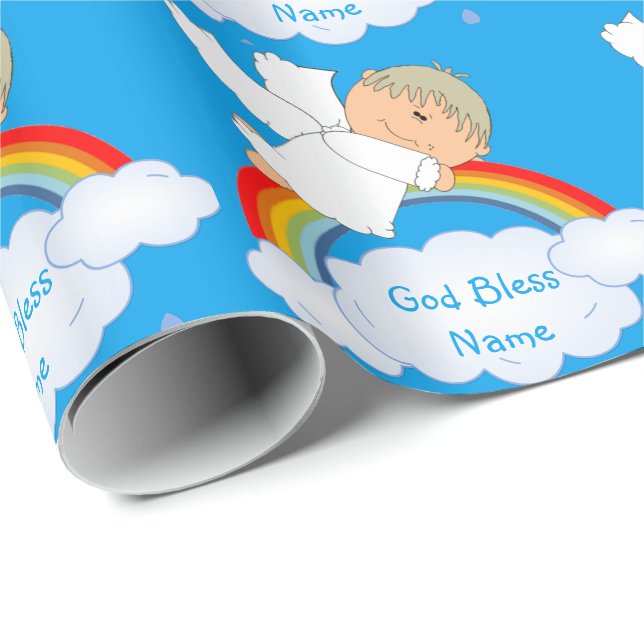 Papel De Regalo Godson Godchild Baby Boy regalo personalizado (Esquina del rollo)
