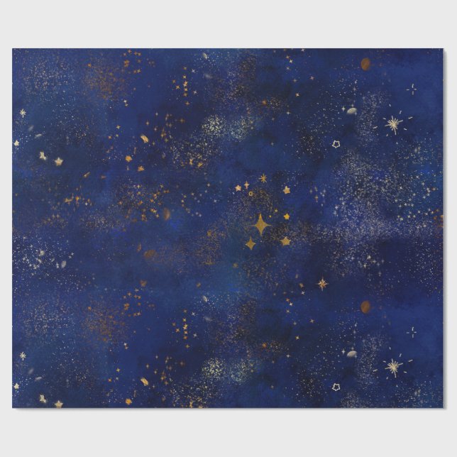 Papel De Regalo Gold and Navy Stars (Superficie plana)