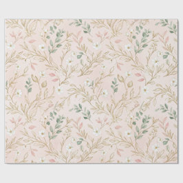 Papel De Regalo Gold Blush Floral Wedding Wrap