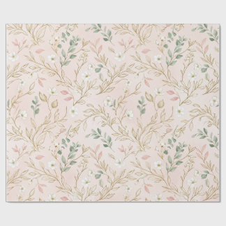 Papel De Regalo Gold Blush Floral Wedding Wrap