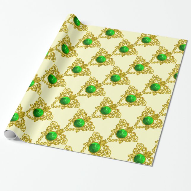 Papel De Regalo GOLD CELTIC HEART Saint Patrick's Day (Desenrollado)