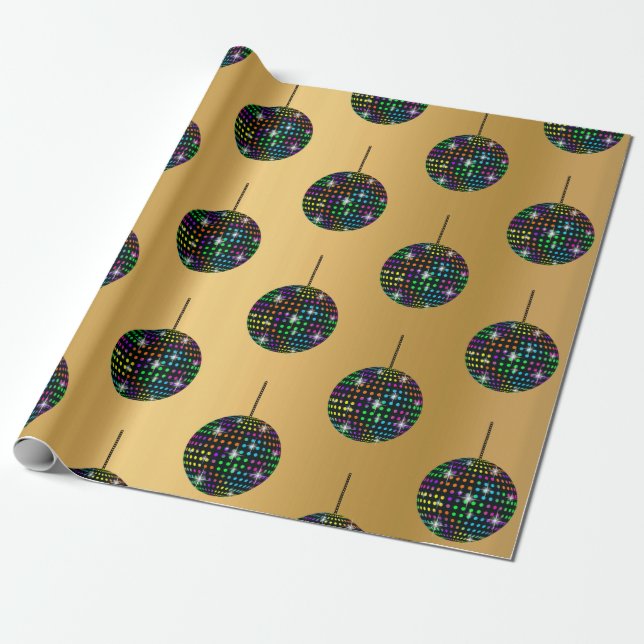 Papel De Regalo GOLD Discoball BIRTHDAY BODA WRAP (Desenrollado)
