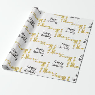 Papel De Regalo Gold Floral Happy Birday