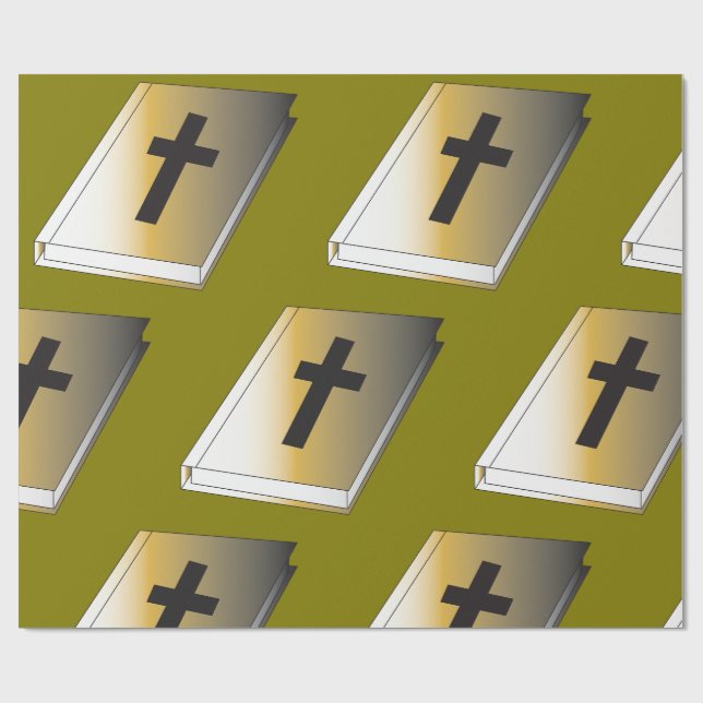 Papel De Regalo Gold Holy Bible with Black Cross Religious (Superficie plana)