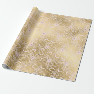 PAPEL DE REGALO GOLD LACE ELEGANTE DE CUMPLEAÑOS BODA WRAP