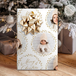 Papel De Regalo Gold Modern Script Merry Christmas Family 6 photo