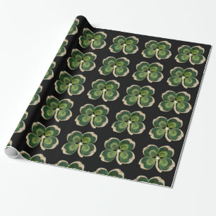 Papel De Regalo Gold Saint Patrick Shamrock Jewel con Perlas