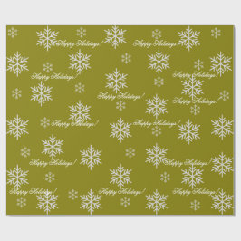 Papel De Regalo Gold Wrapping Paper Happy Holidays Snowflakes