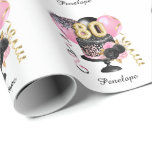 Papel De Regalo Gold y Black Cake 80th Birthday Name<br><div class="desc">Papel de envolvimiento personalizado rosa,  negro y dorado para los 80 años,  que se puede personalizar fácilmente con su nombre. Una maravillosa adición a sus regalos de cumpleaños número 80.</div>