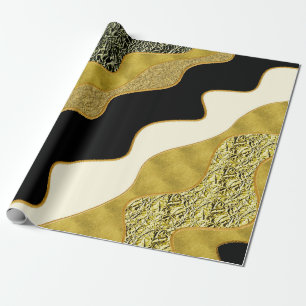 Papel De Regalo Golden Abstract Wave Moderno Gold Glam Trendy
