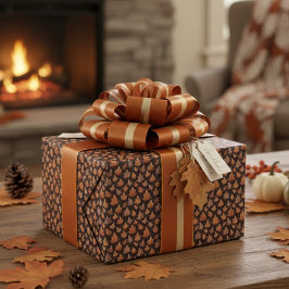 Papel De Regalo Golden Amber Brown Autumn Leaf Pattern