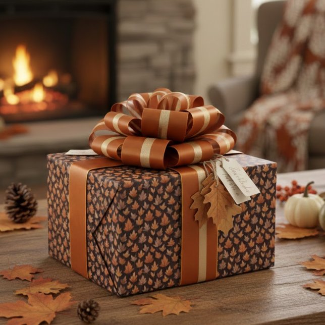 Papel De Regalo Golden Amber Brown Autumn Leaf Pattern (Subido por el creador)