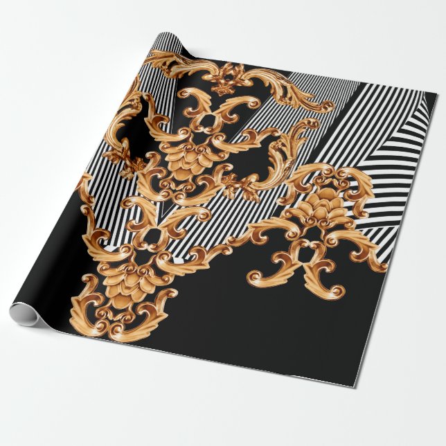 Papel De Regalo Golden baroque ornament (Desenrollado)