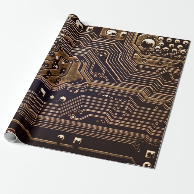 Papel De Regalo Golden circuit board. Electronic computer hardware (Desenrollado)