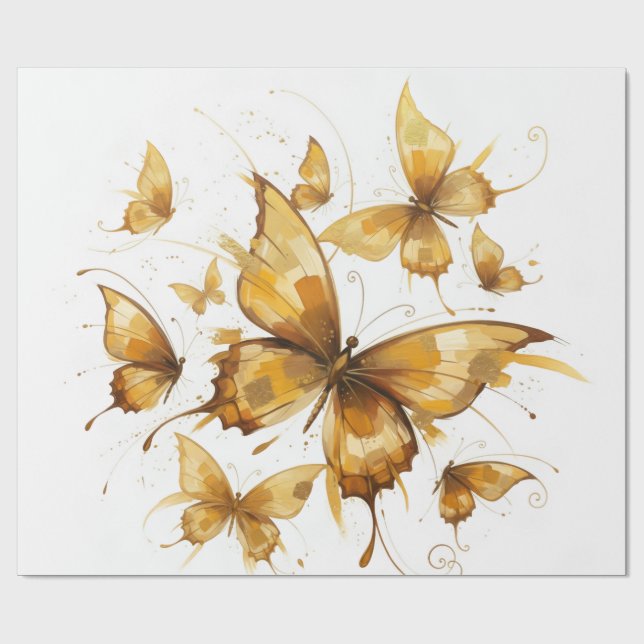 Papel De Regalo Golden Flight (Superficie plana)