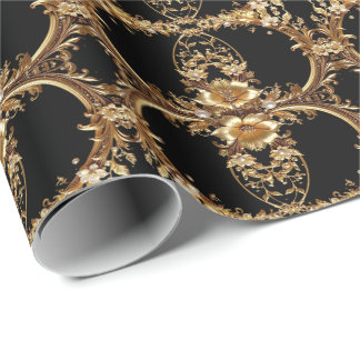 Papel De Regalo Golden Floral Wrapping Paper