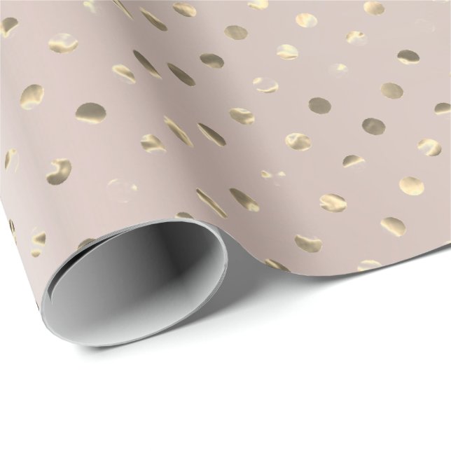 Papel De Regalo Golden Foxier Confetti Dots Metallic Pearly Rubor (Esquina del rollo)