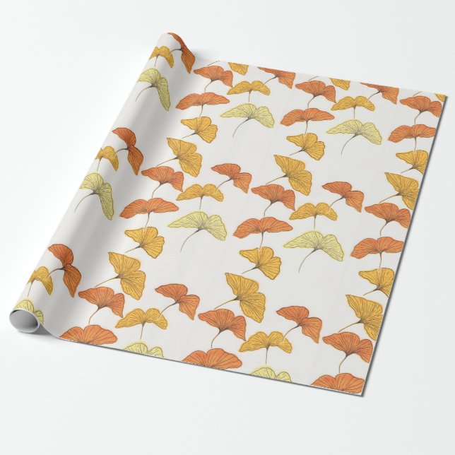Papel De Regalo Golden Ginkgo (Desenrollado)