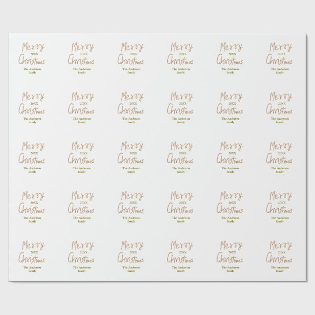 Papel De Regalo Golden glitter merry christmas add family name yea (Superficie plana)